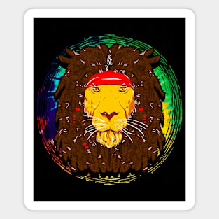 Cool Lion with Dreadlocks and Headband for Lion Lover Magnet